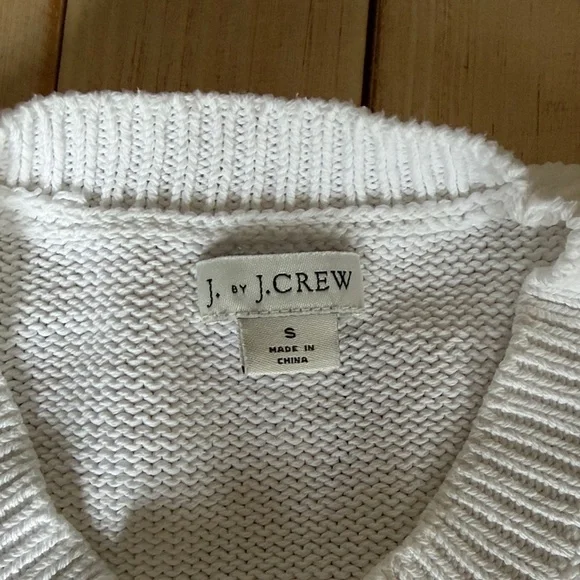 J. Crew Ivory Scalloped Crew Neck Sweater - Picture 2 of 7